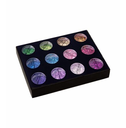 Box med 12 st blandade glitter